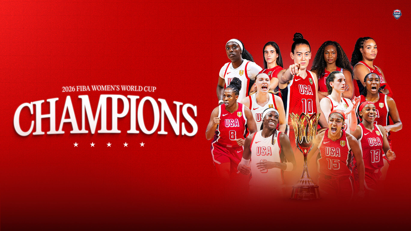 USA Women's National Team gold medal celebration at the 2026 FIBA Women's World Cup final